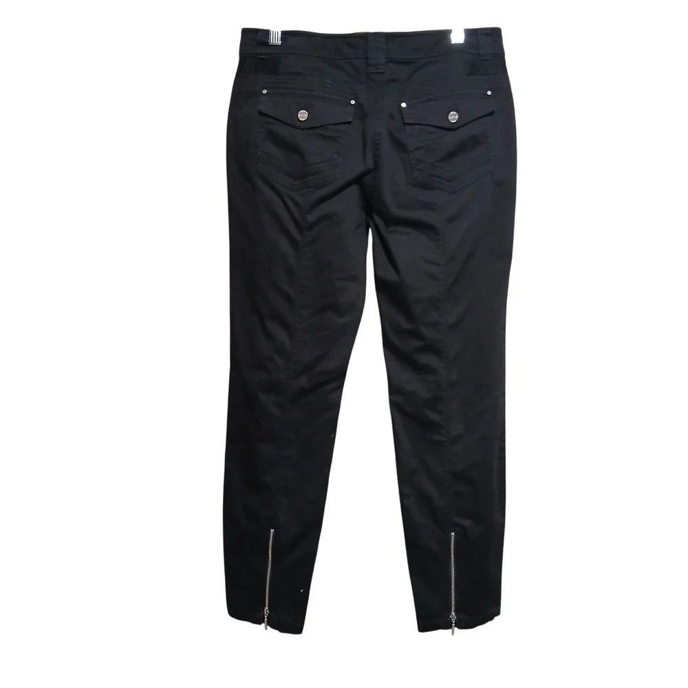 White House‎ Black Market Noir Ankle Pants Women's Size 6 Black Zippers - Picture 2 of 8